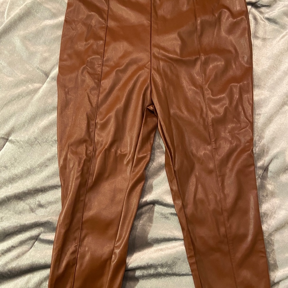 Brown leather pants
